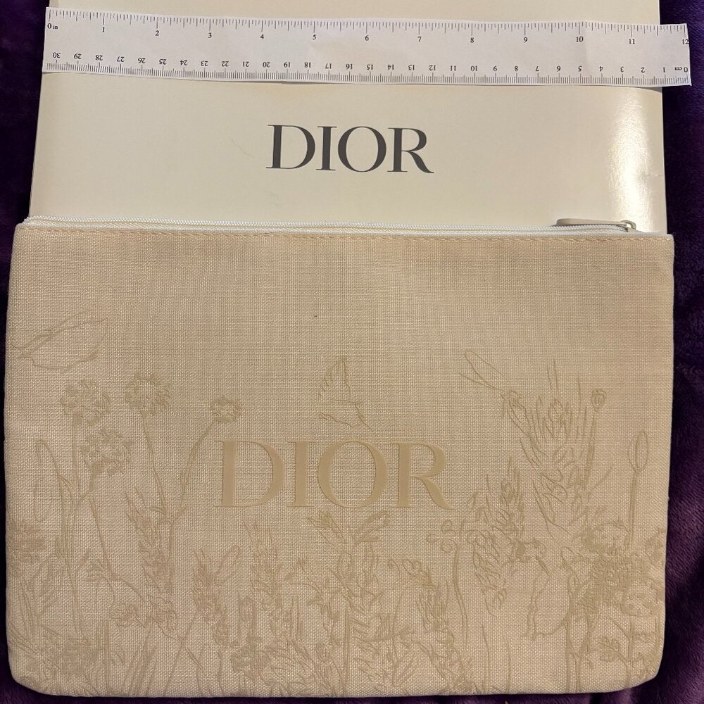 New Christian Dior Zippered Embossed Pouch Purse Clutch or Makeup Bag